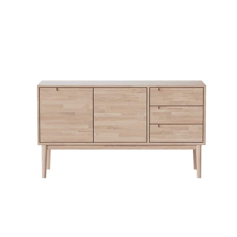 Samsø Skjenk 140x78x44 cm med 2 døre og 3 skuffer, eik / hvitoljet