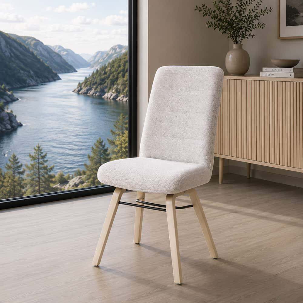 Hygge Spisestol 3000 Regulerbar, høy rygg, Loop 03 Beige, White oak laminatunderstell