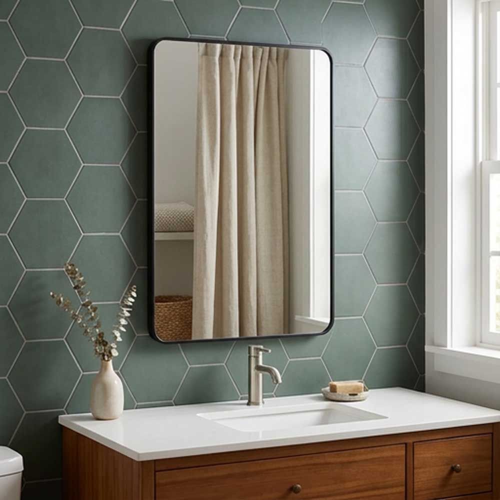 Speil Reflection, Rektangulær, Svart, 55x90 cm