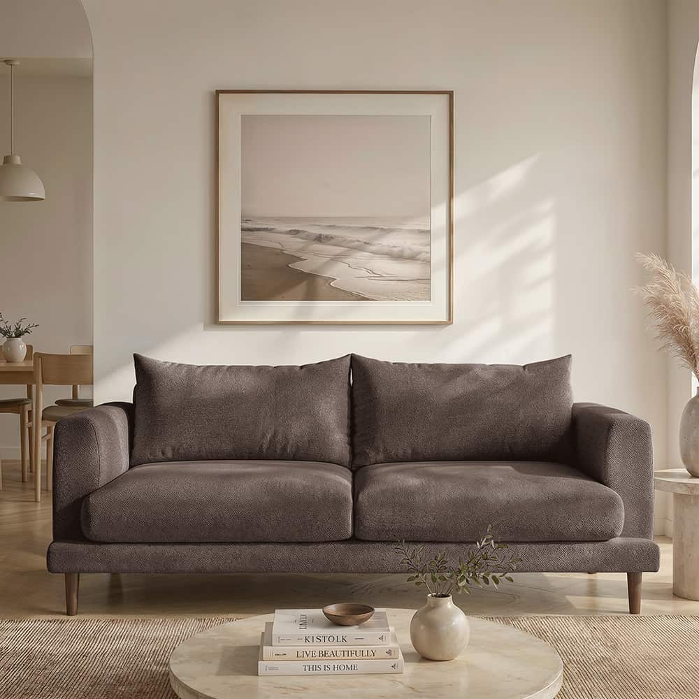 Marie 3-seter sofa, Lamb 12 brown, brune treben