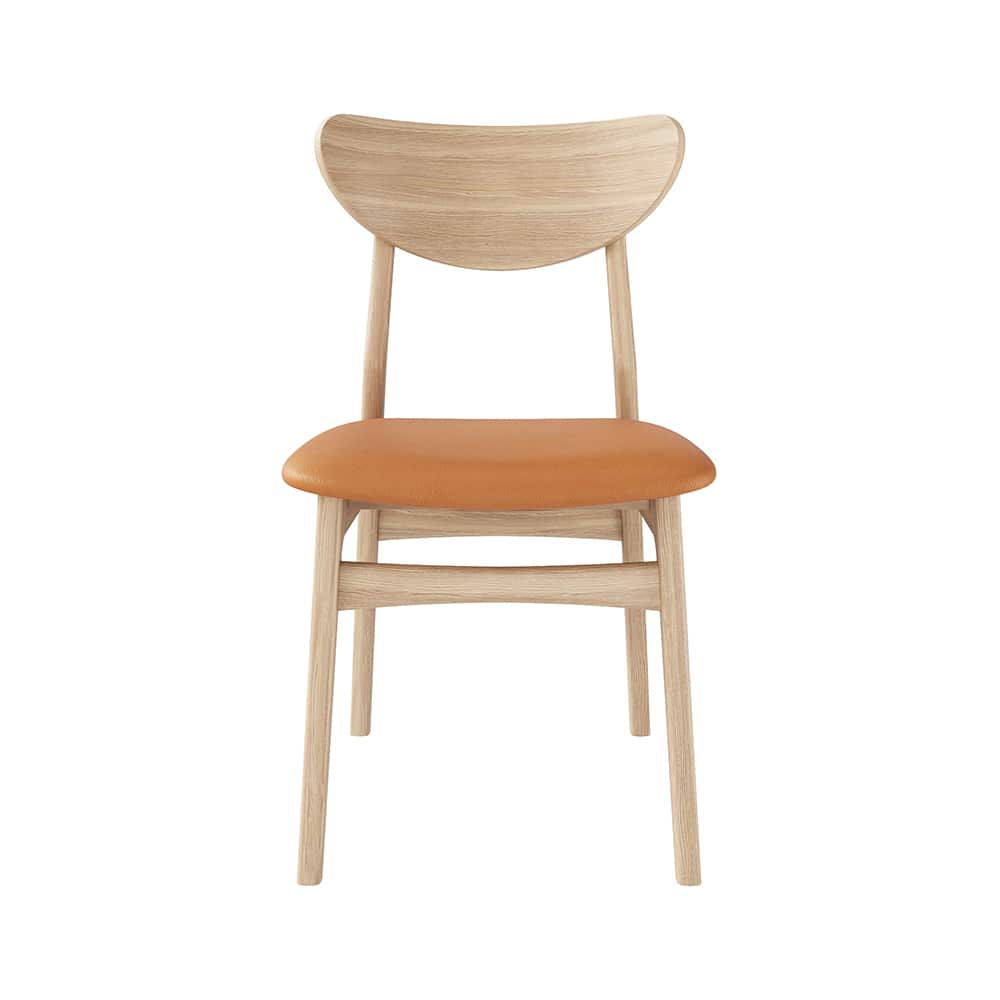 Samsø Stol m. cognac hudsete, eik / hvitoljet