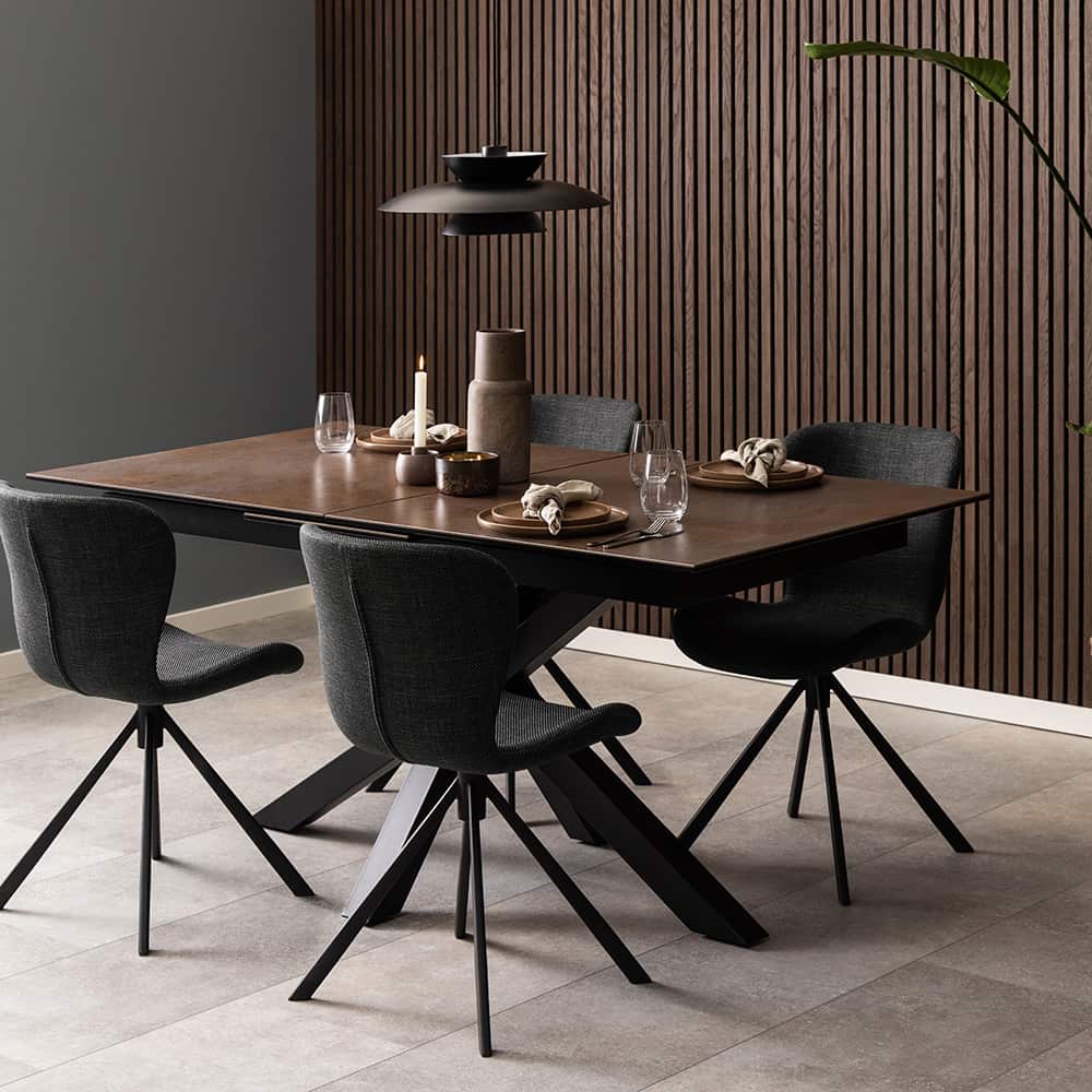 Heaven uttrekkbart spisebord, 168/210 cm, brun keramikk