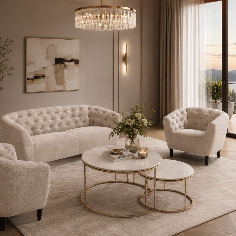 London 3-seter, Juto beige