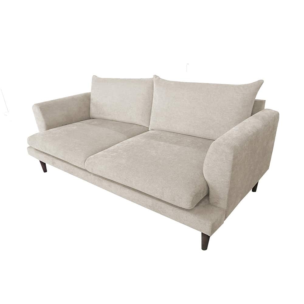 Marie 3 seter sofa, stoff Lamb 02 creme, brune treben