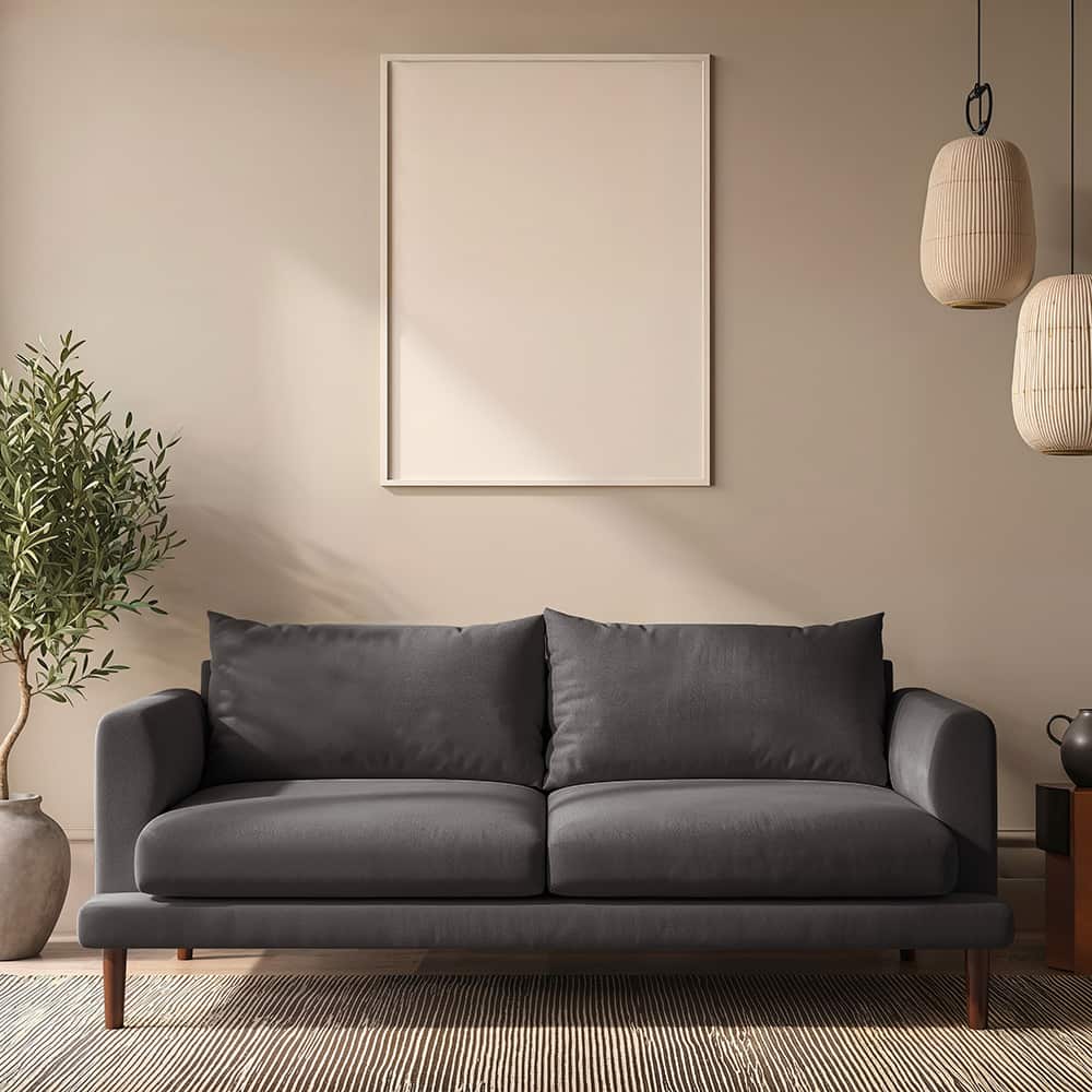 Marie 3-seter sofa, Storm 97 graphite, brune treben