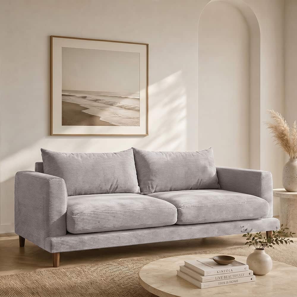 Marie 2.5 seter sofa,stoff Poso 100 grey-beige, brune treben
