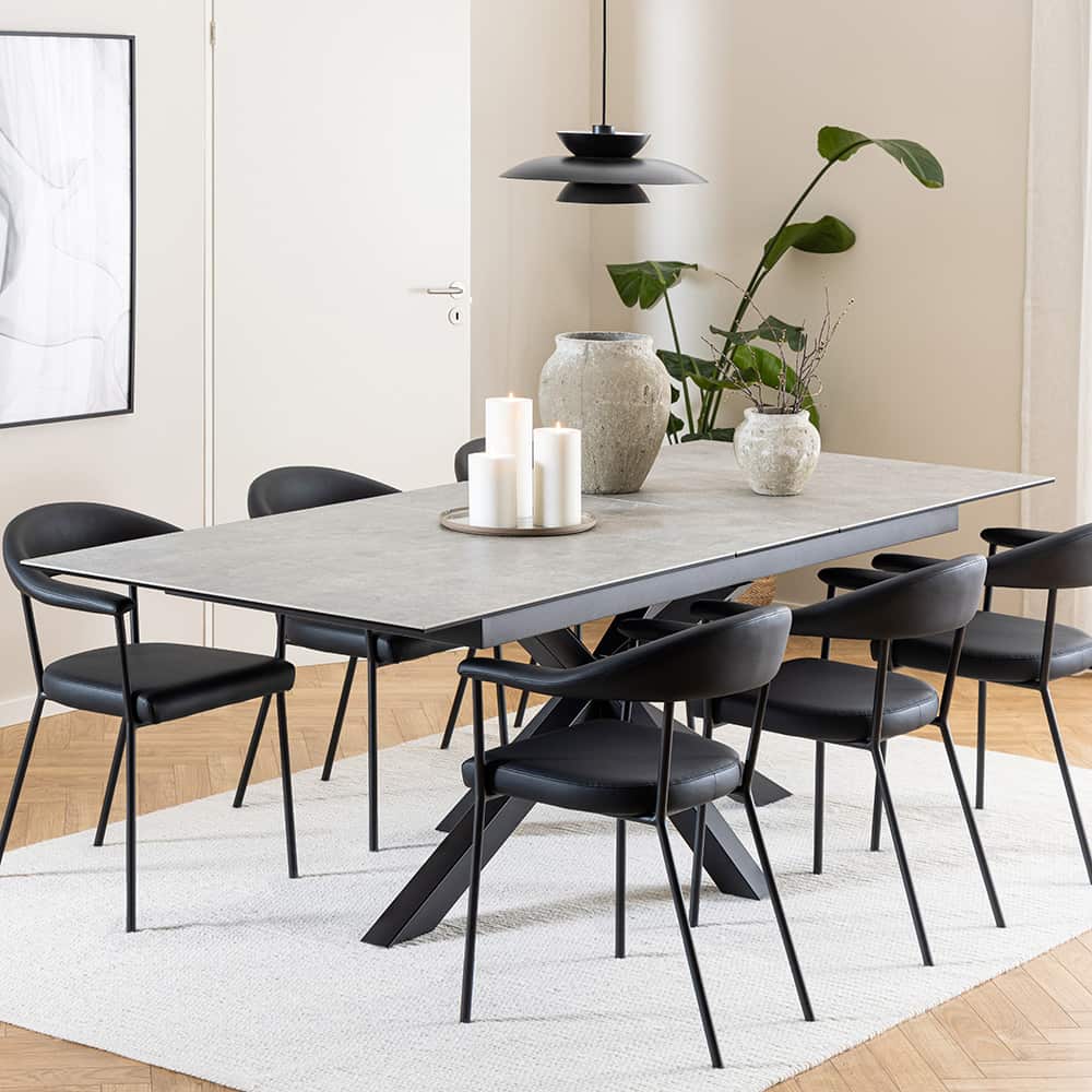 Heaven uttrekkbart spisebord, 200/240 cm, grå keramikk