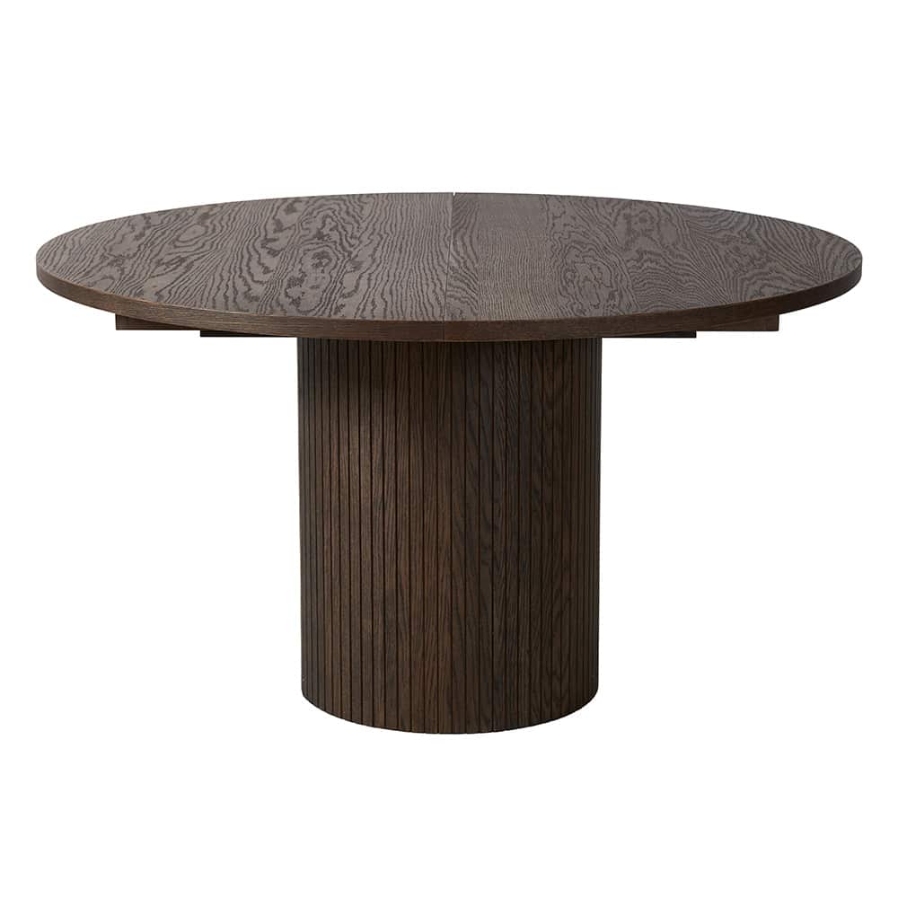 Hirtshals Spisebord, inkl. 2 ileggsplater, brunbeiset eikefinér, Ø115 cm
