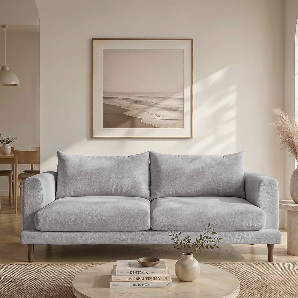 Marie 3-seter sofa, Lamb 04 grey-beige, brune treben