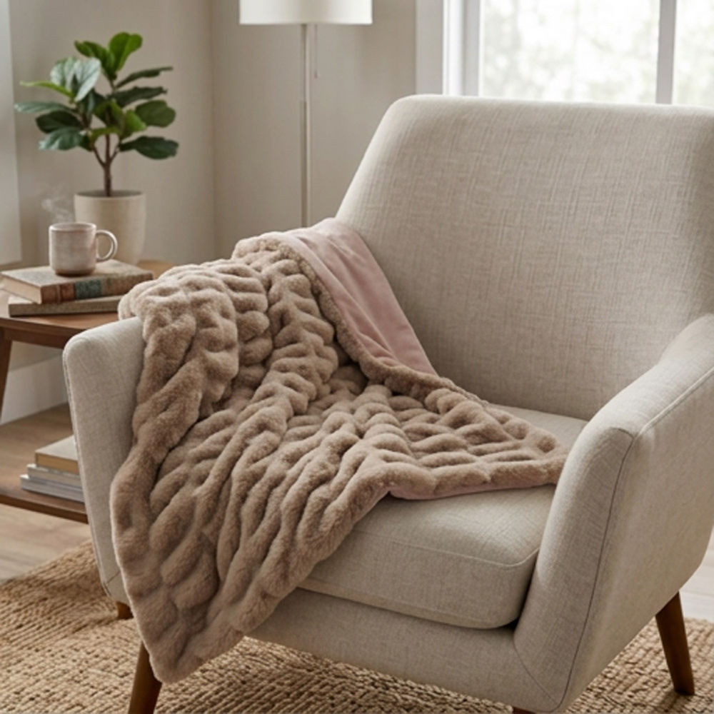 Pledd Fluffy, Beige, 130x170 cm