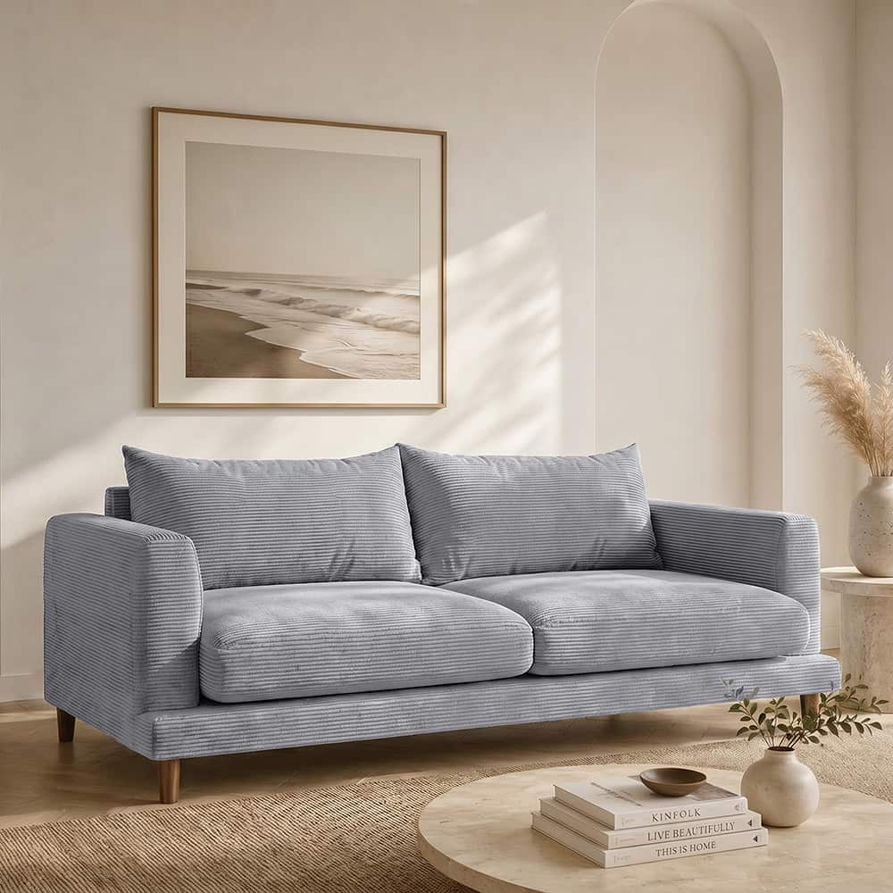 Marie 2.5 seter sofa, Poso 110 grey, brune treben