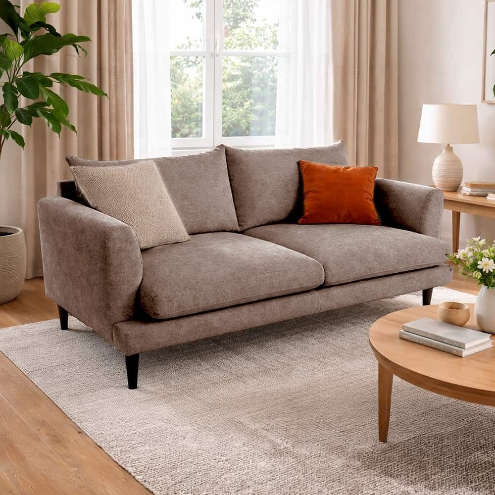 Marie 2.5 seter sofa,stoff Lamb 12 brown, brune treben