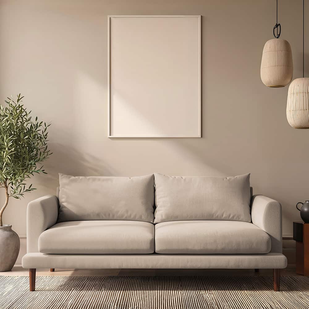 Marie 2.5-seter sofa, Storm 02 creme, brune treben