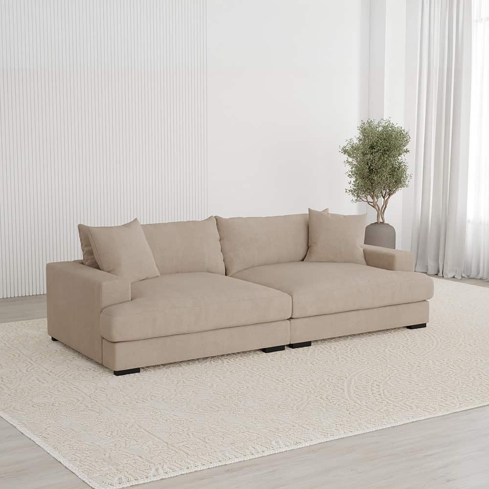 Pelle 3-seter XL med sjeselong, Glow 2 beige