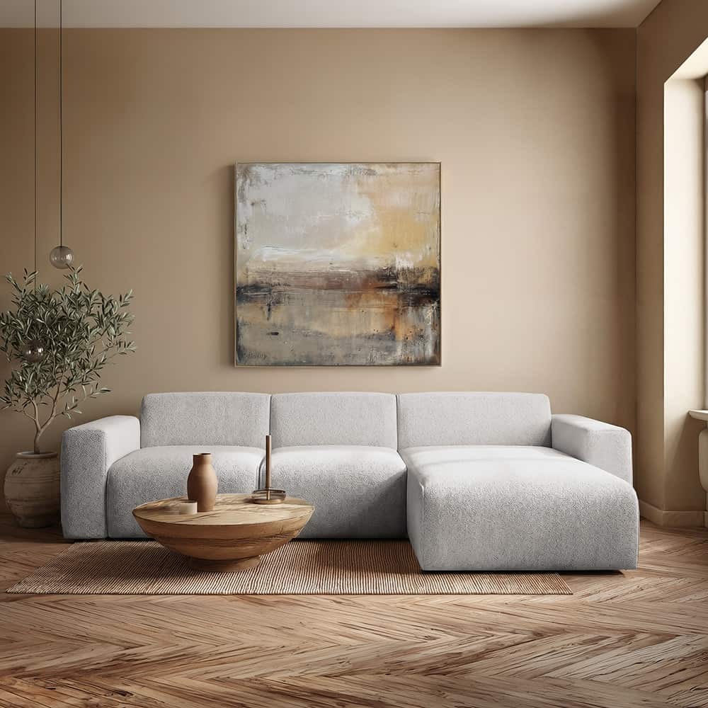 Marlin 2 seter sofa med sjeselong høyre, Lamb 02 creme