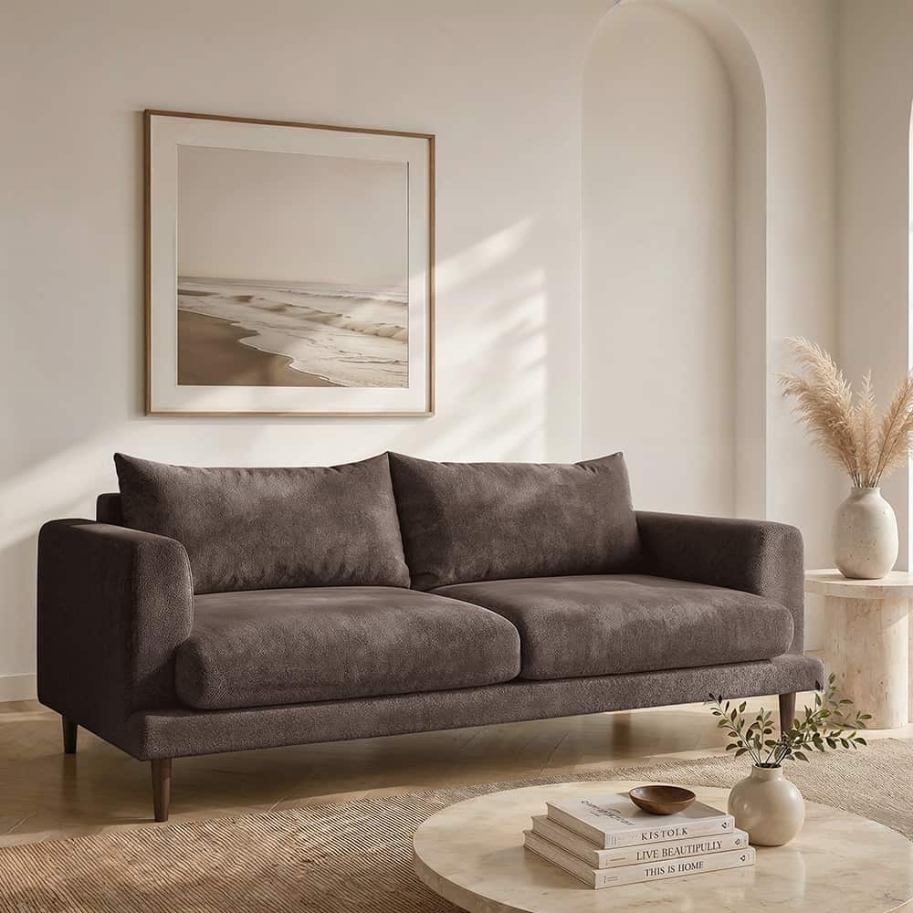 Marie 3-seter sofa, Lamb 12 brown, brune treben