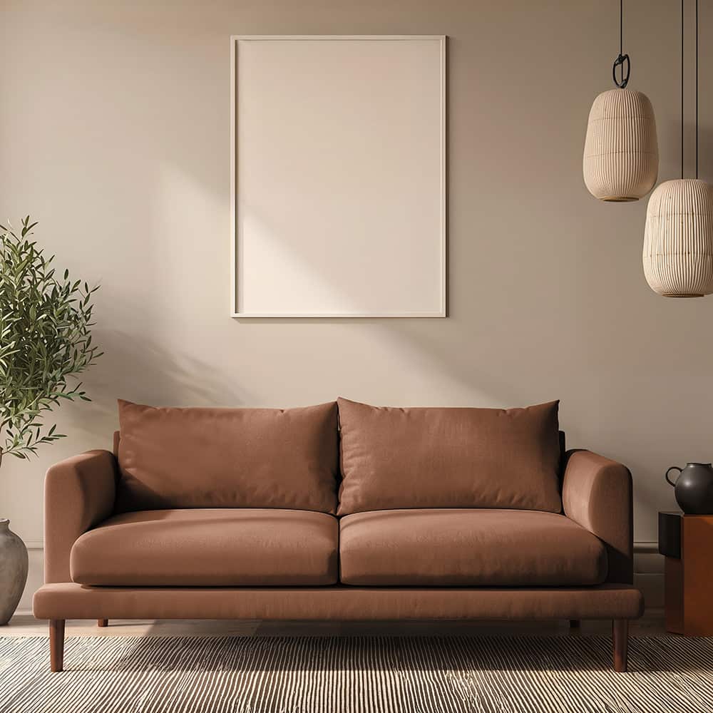 Marie 2.5 seter sofa, Storm 54 Rød, brune treben