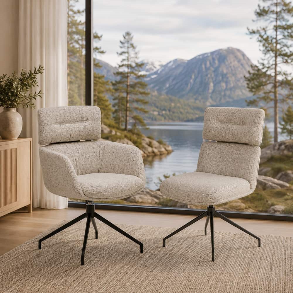 Pablo Spisestol m/arm og sving, Hevre Beige 22,flexibel rygg