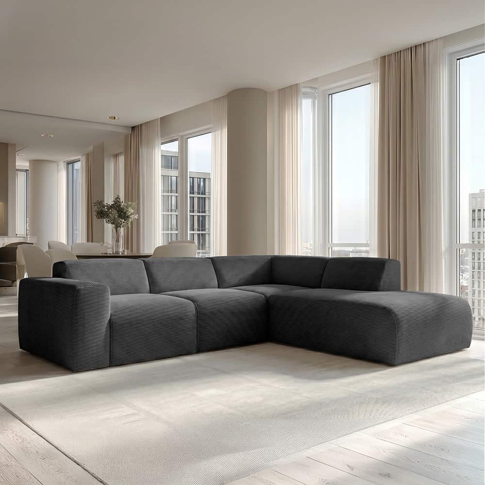 Marlin hjørnesofa med åpen ende høyre, Poso 34 graphite