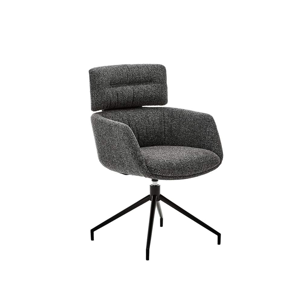 Pablo Spisestol m/arm og sving, Hevre Dark Grey 16, flexibel rygg