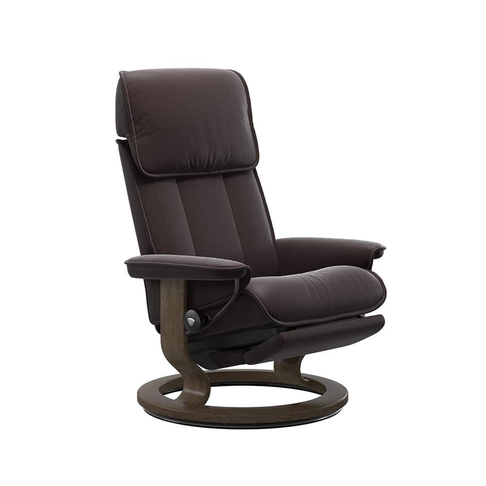 Stressless® Admiral (M) Classic Power Leg, Black Paloma Chocolate, Smoked Oak