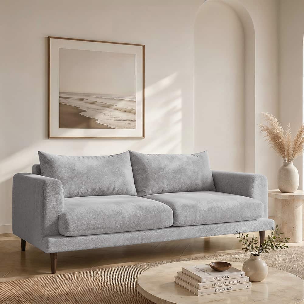Marie 3-seter sofa, Lamb 04 grey-beige, brune treben