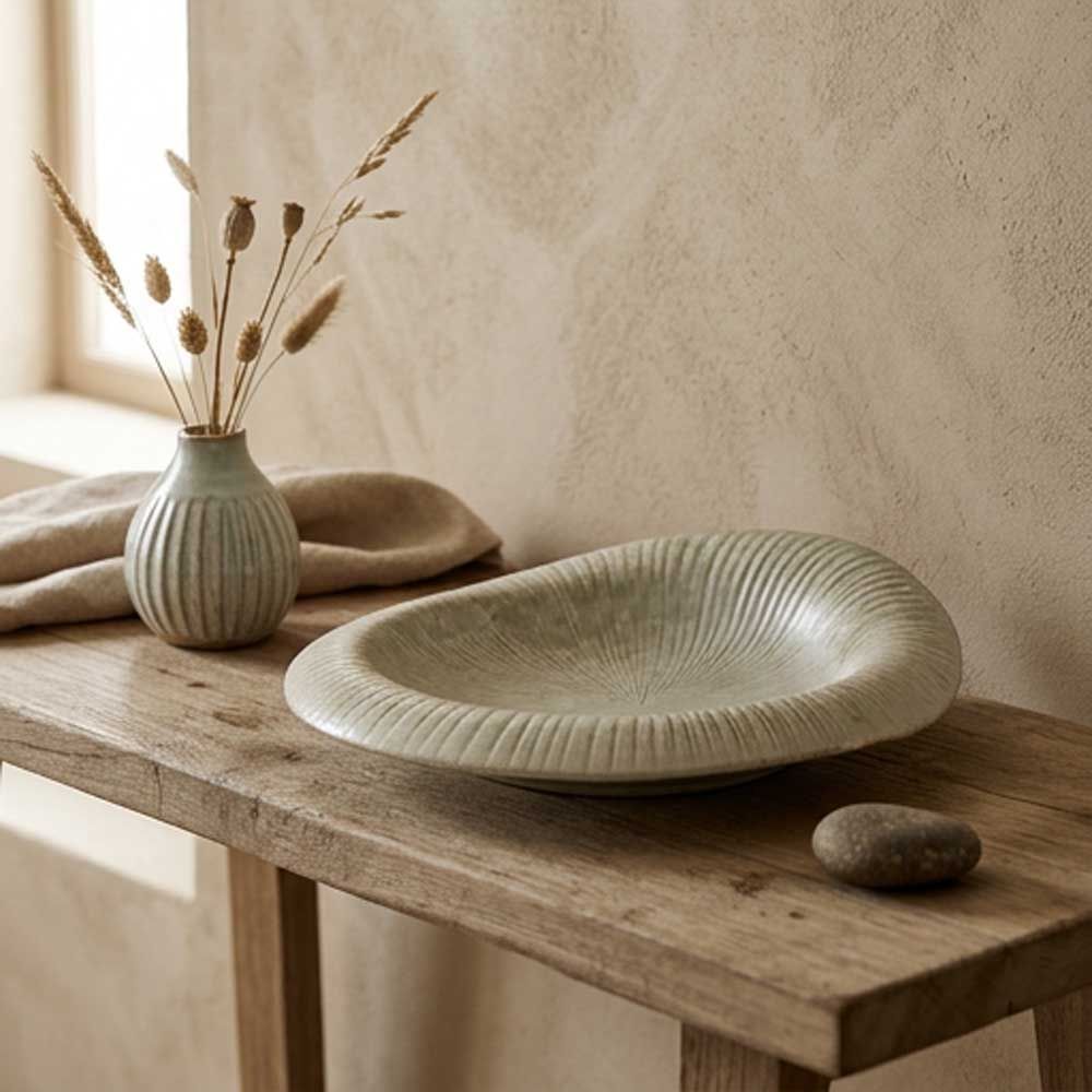 Umami Stort fat, Beige, Ø25 x 5 cm
