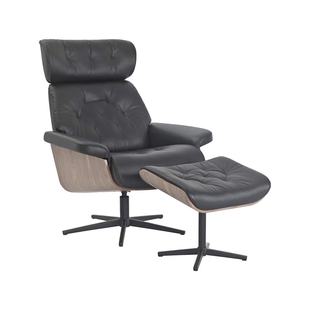 Verona Hvilestol m/skammel, Sort Hud