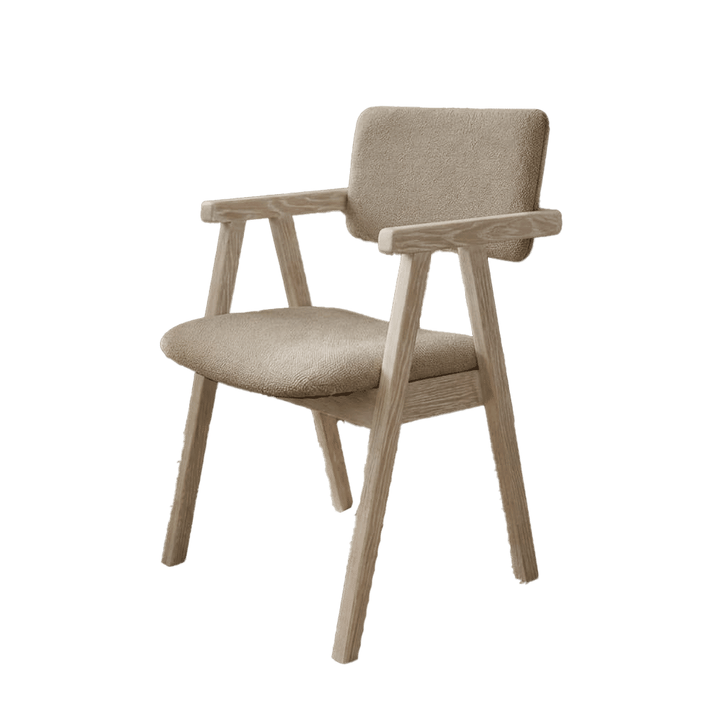 Fyn Spisestol, hvitvasket eik - Beige Tekstil