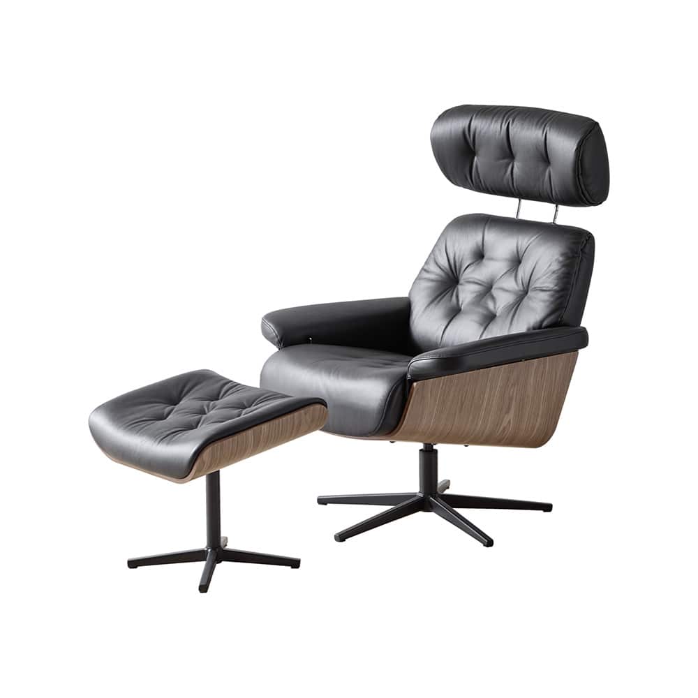 Verona Hvilestol m/skammel, Sort Hud