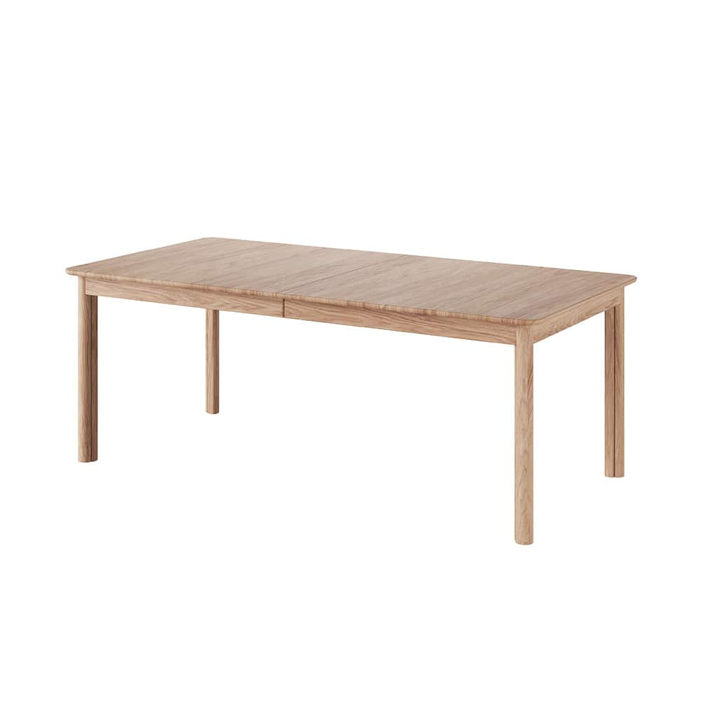 Langeland spisebord, naturoljet massiv eik, 200x100 cm, inkl. 3 illeggsplater