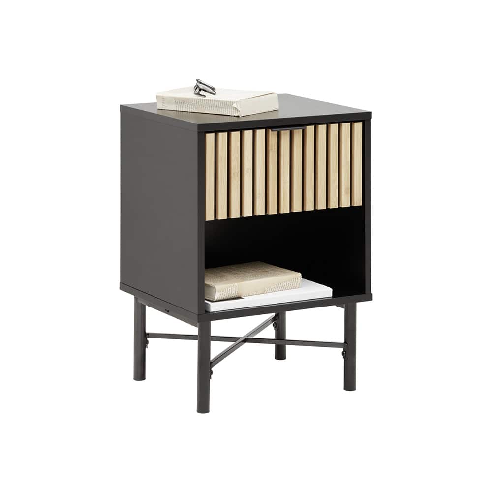 Madrid nattbord sort MDF- naturfarget