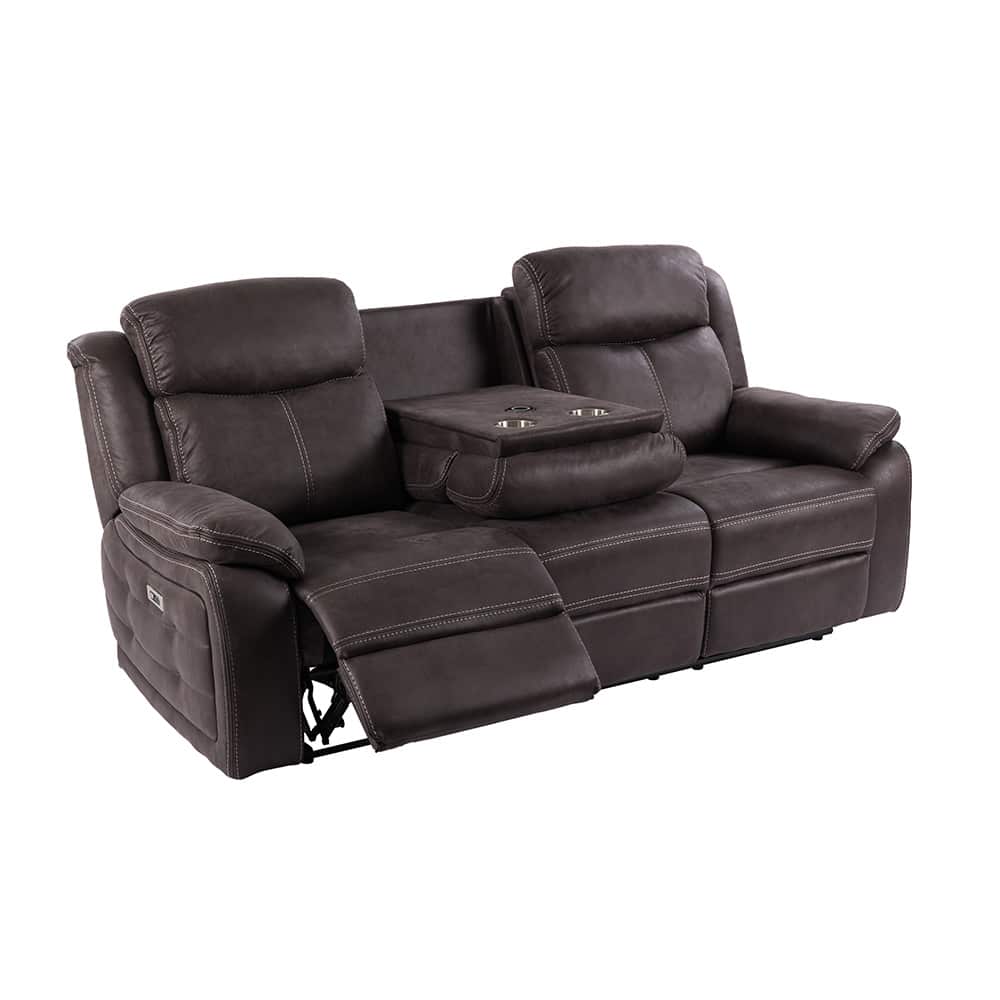 Teddy Reclinersofa m/el 3-seter, brungrå