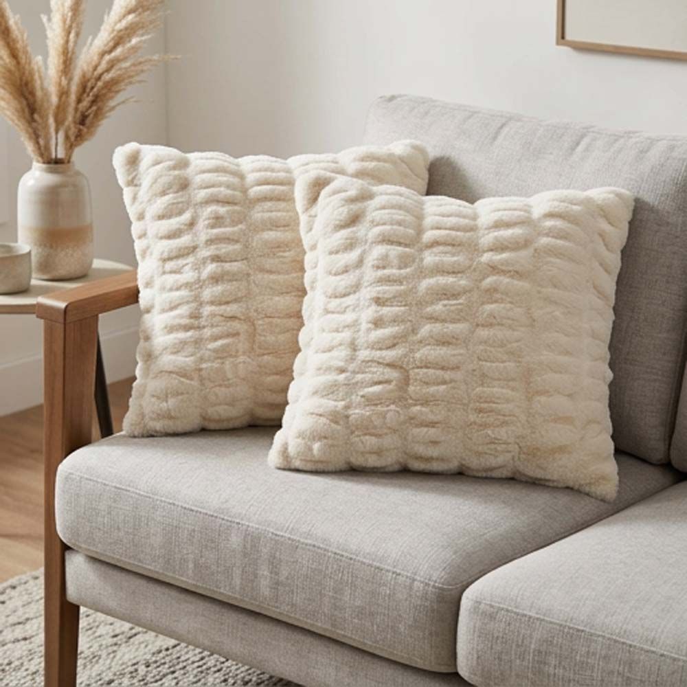 Putetrekk Fluffy, Krem, 50x50 cm