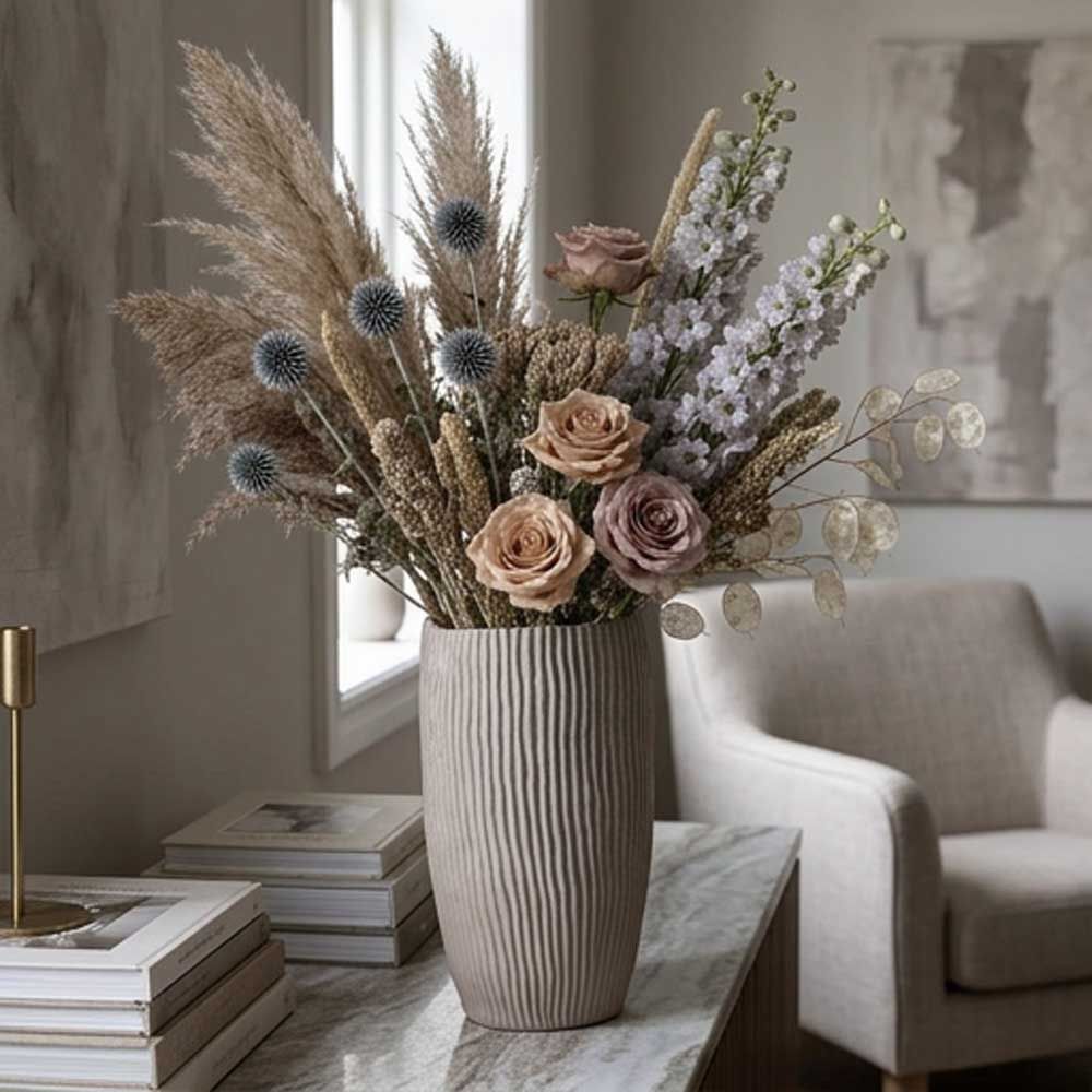 Torino Vase, Steingods, Beige Ø30x50 cm
