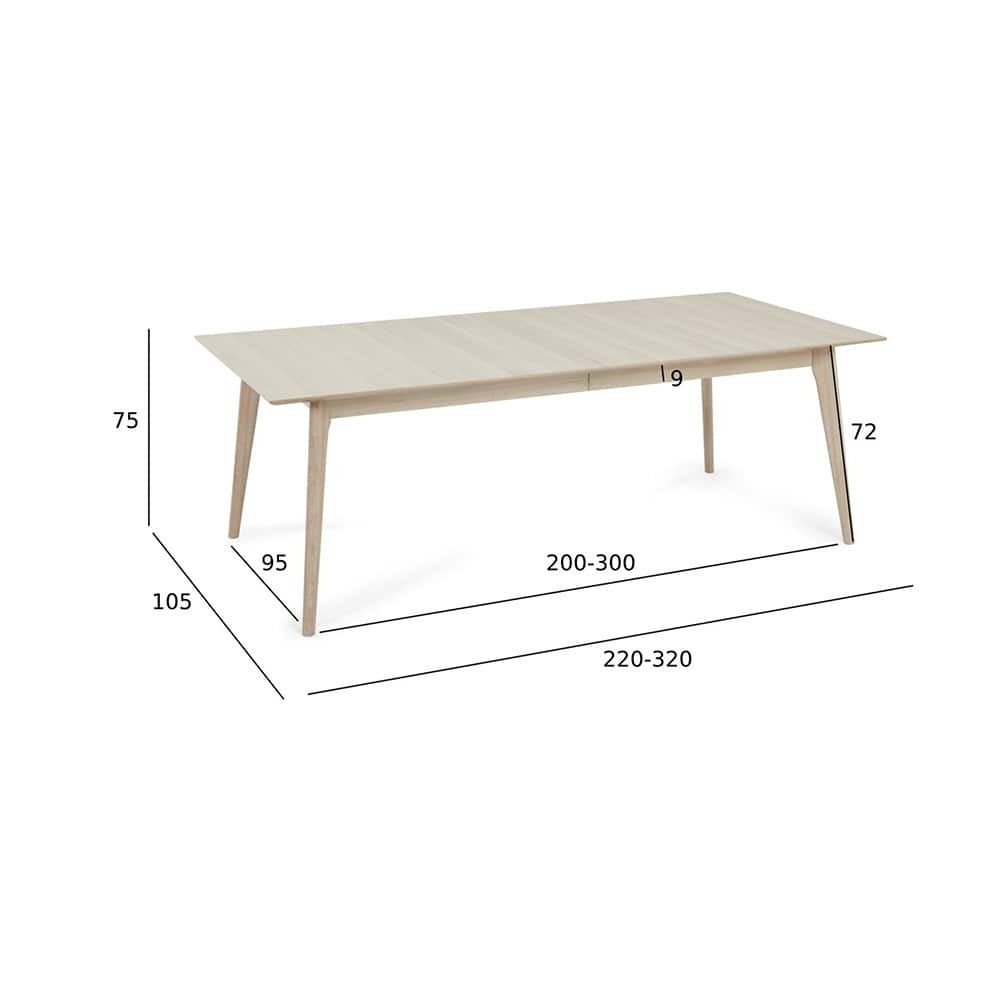 Porto spisebord 220 x 105 cm hvitoljet eik ( inkl.2 plater)