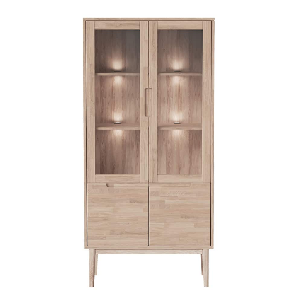 Samsø Vitrine 93x193x44 cm, eik / hvitoljet