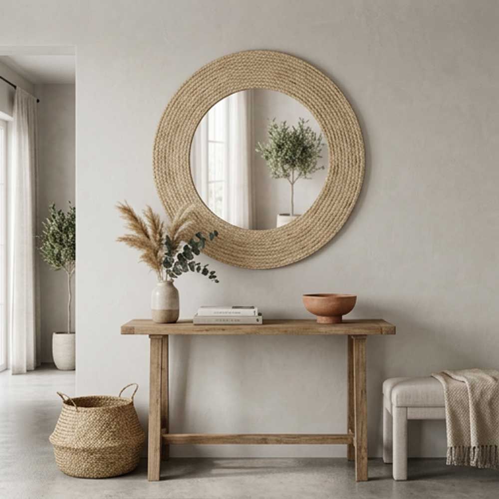 Speil Raw, Natur, Ø80 cm
