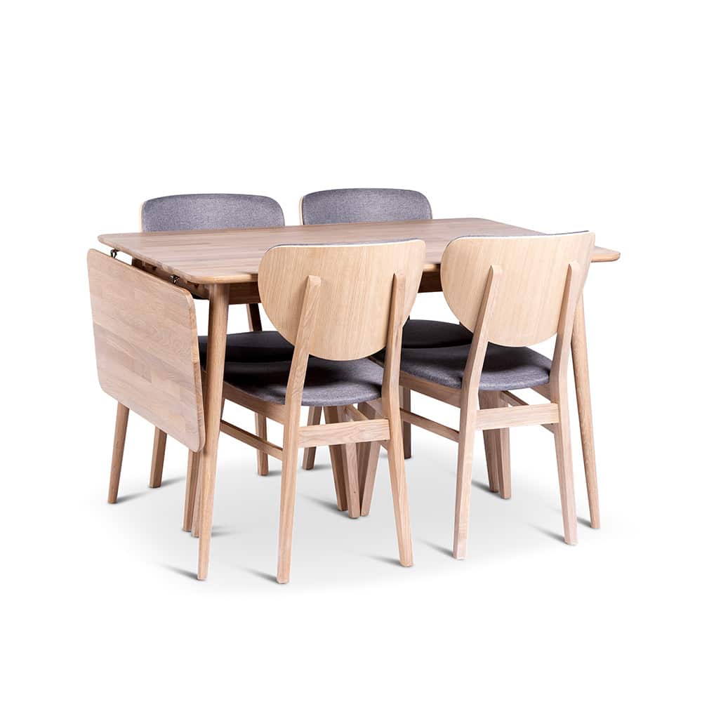 Vikøy Spisebord 120 inkl Klaff, Hvitoljet Eik