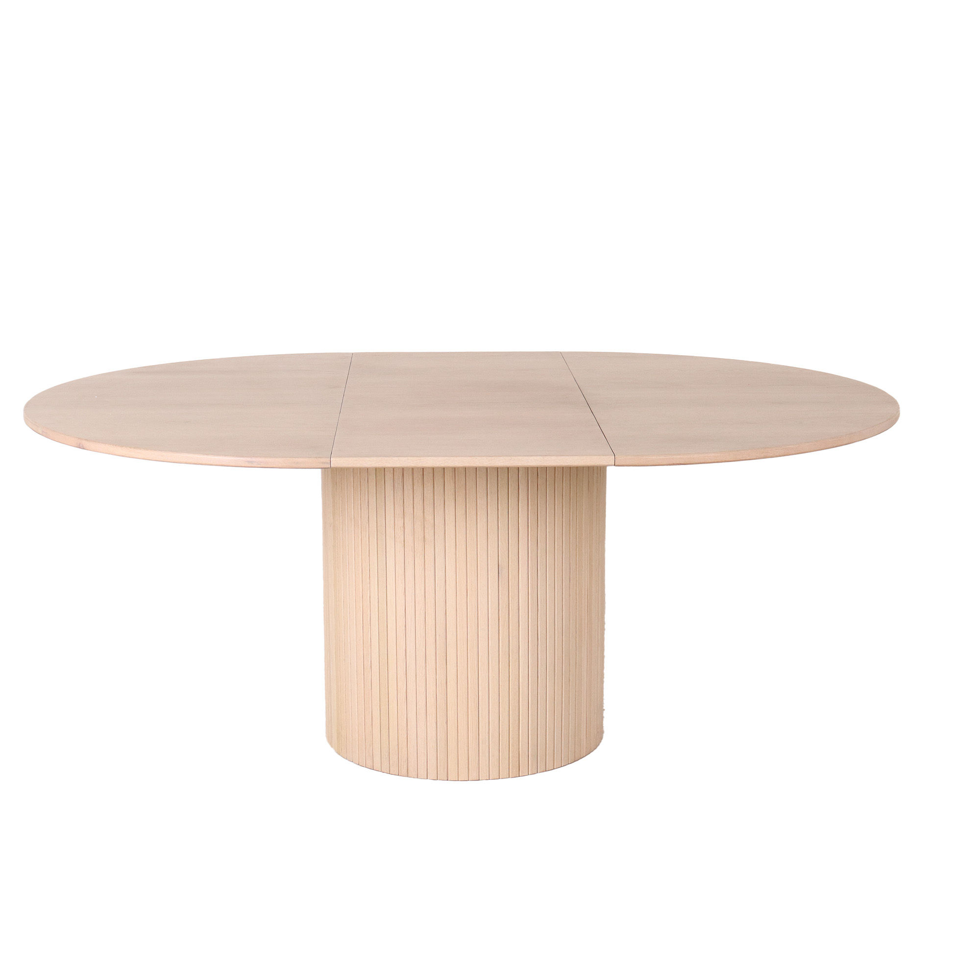 Bornholm Spisebord Ø130, inkl 1 stk illeggsplate, hvitpigmentert eik