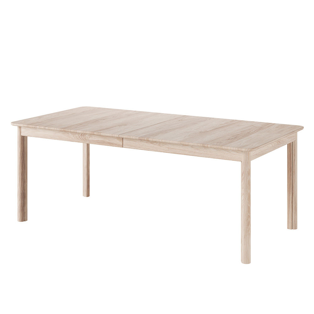 Langeland spisebord, hvitoljet massiv eik, 200x100 cm, inkl. 3 illeggsplater