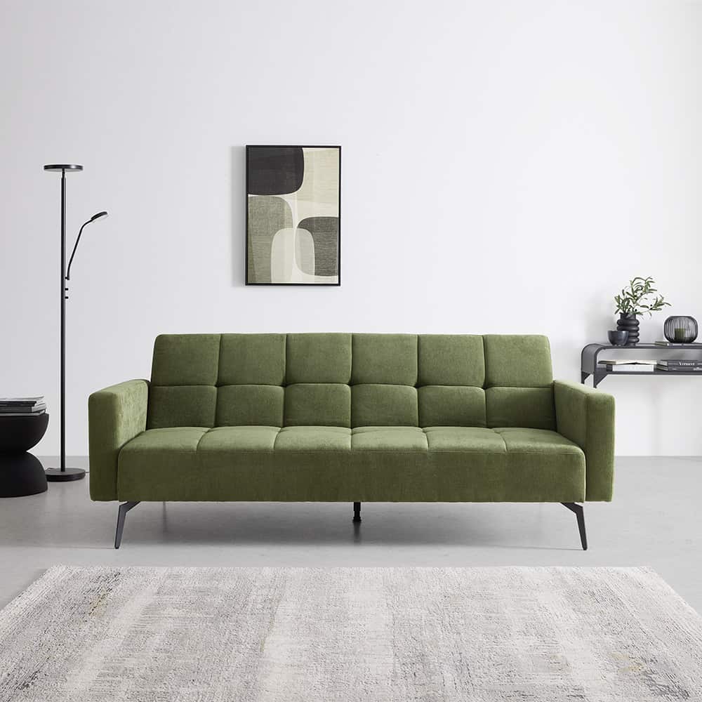 Lando sovesofa chenille grønn - sorte ben