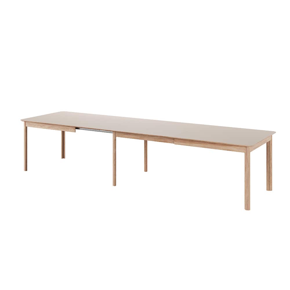 Langeland spisebord, naturoljet m/mocca laminat, 200x100 cm, inkl. 3 illeggsplater