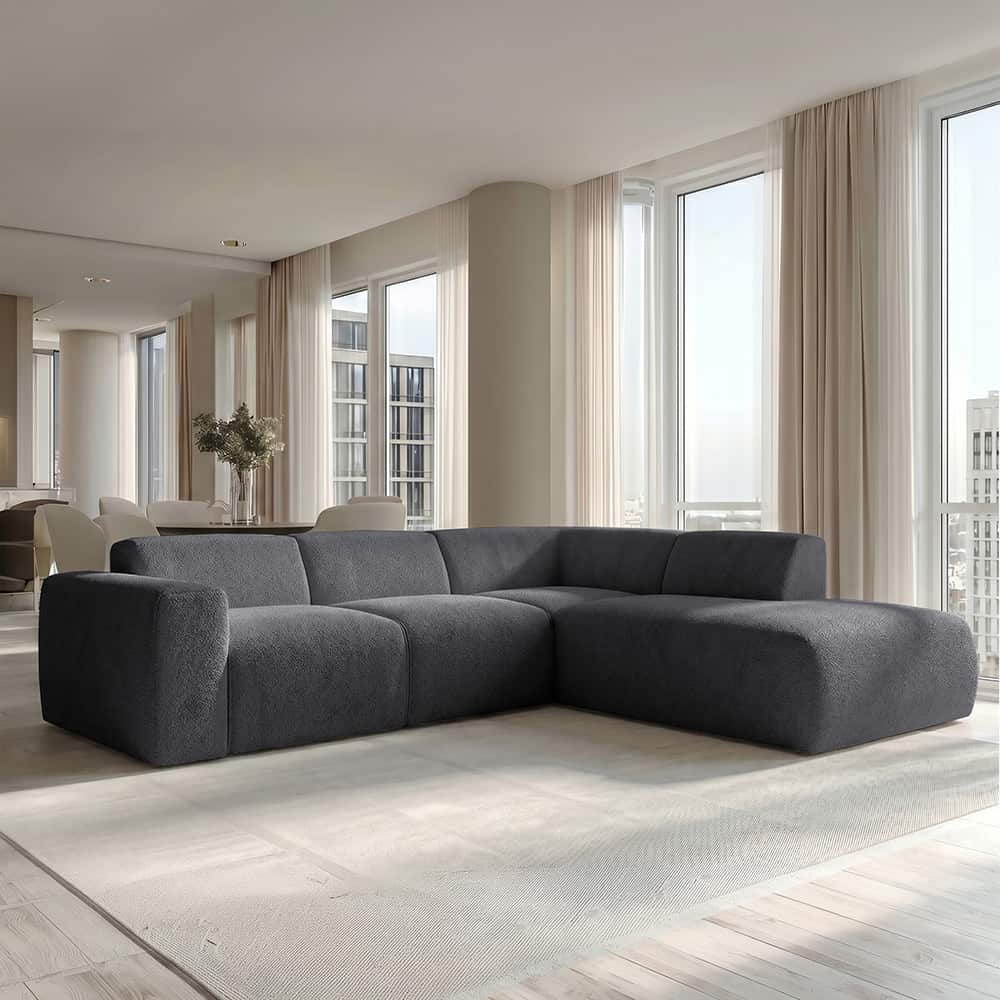 Marlin hjørnesofa med åpen ende høyre, Lamb 94 graphite