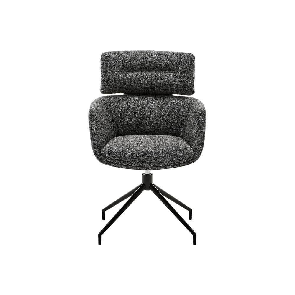 Pablo Spisestol m/arm og sving, Hevre Dark Grey 16, flexibel rygg
