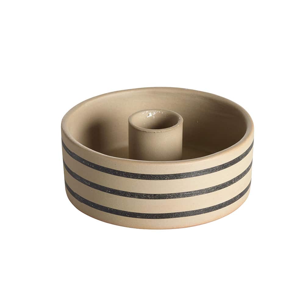 Randy lysestake beige/svart 10x10x4 cm