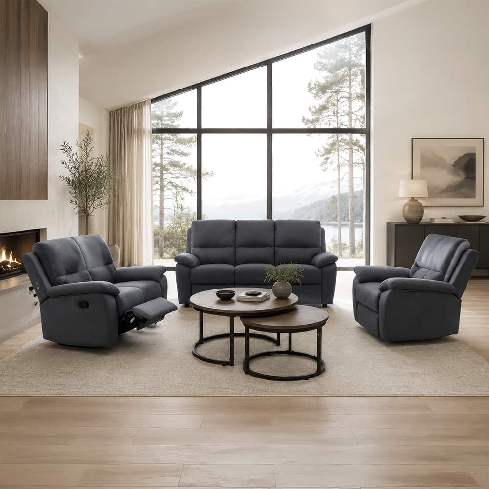 Gomez Recliner Gruppe, 3-2-1- Microfiber Grå