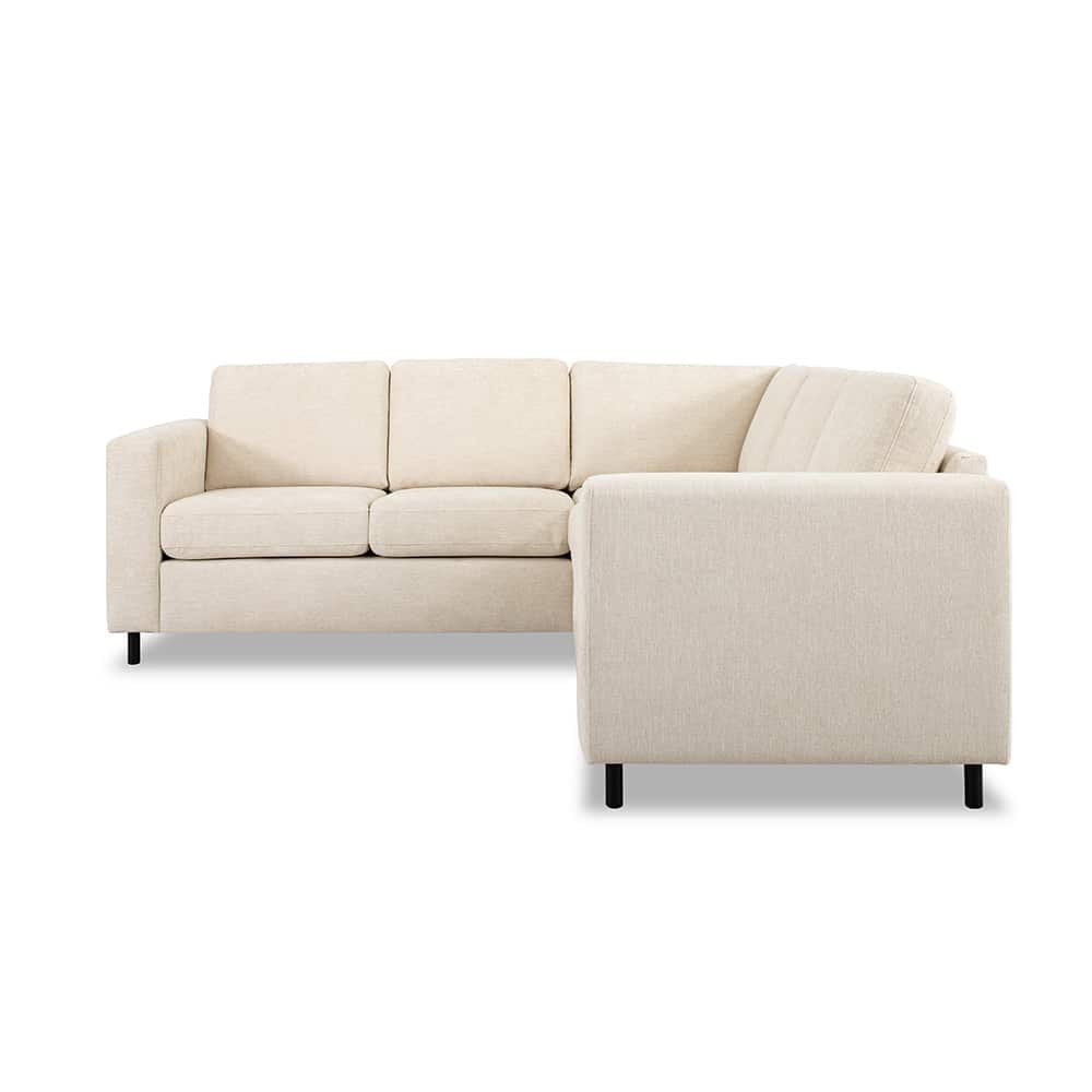 Fjord hjørnesofa opps. 7, Sara 451 Beige, svarte bein (A15+120+C1+120+A15)