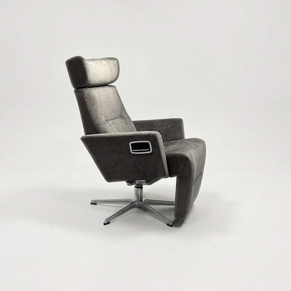 Relieve Hvilestol m/fotviler regulerbar, tre/alu sving og retur, Stoff Facet