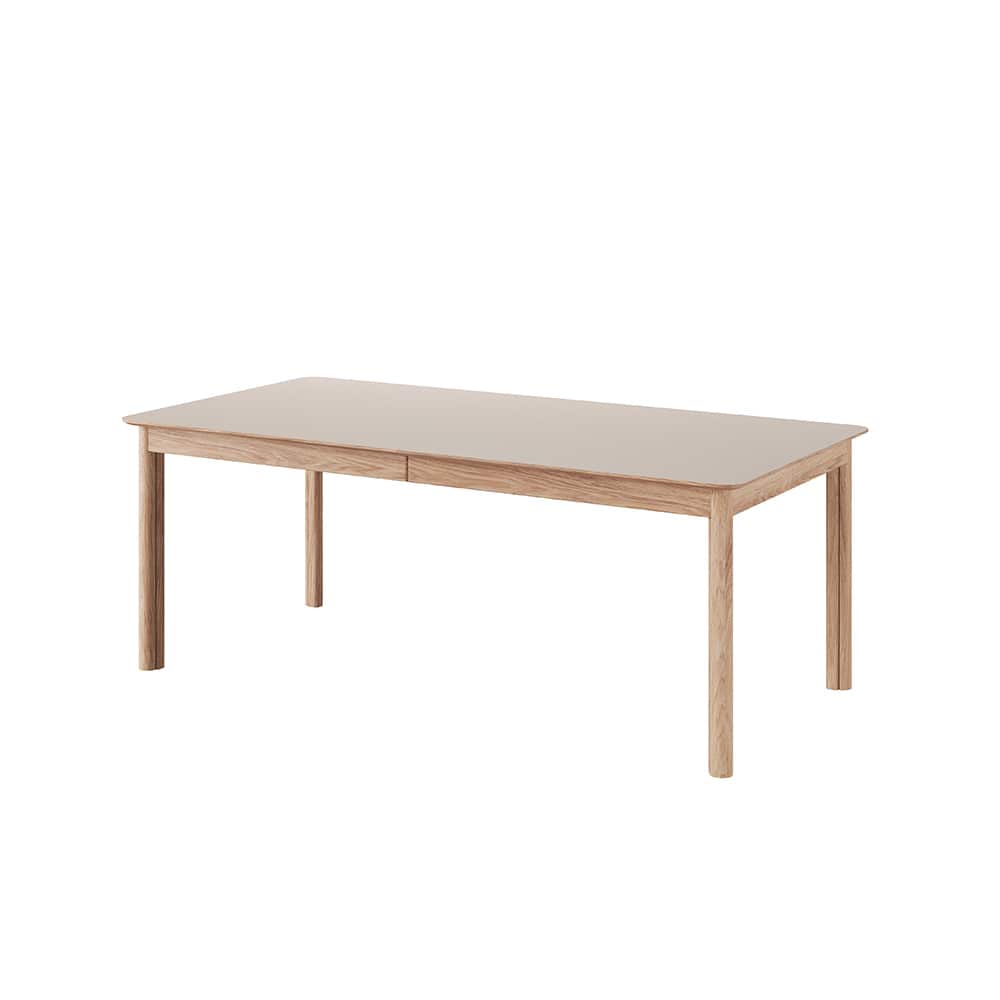 Langeland spisebord, naturoljet m/mocca laminat, 200x100 cm, inkl. 3 illeggsplater